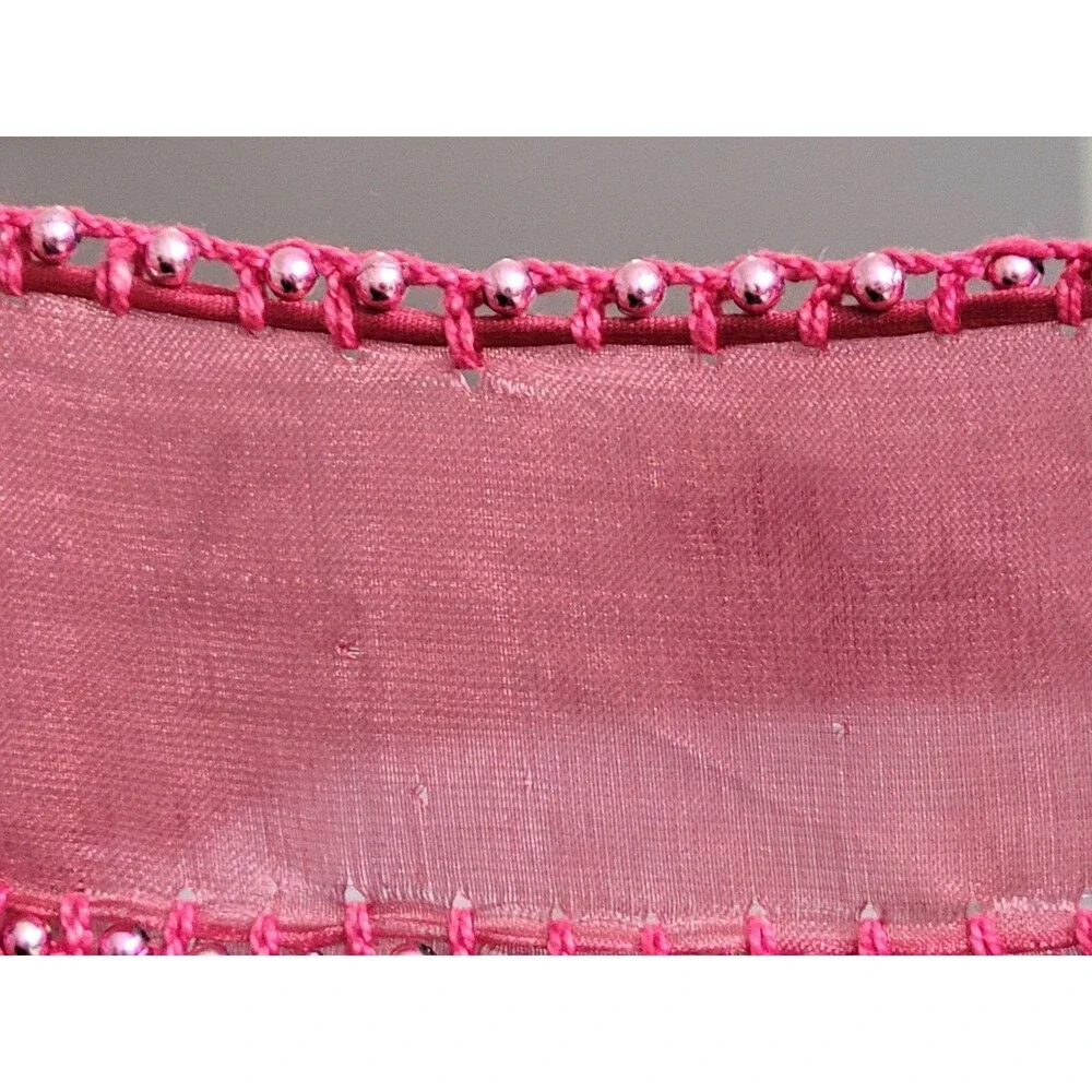 Belly Dance Paillette Hip Scarf Burgundy Magenta Beaded Fringe Preowned Costume